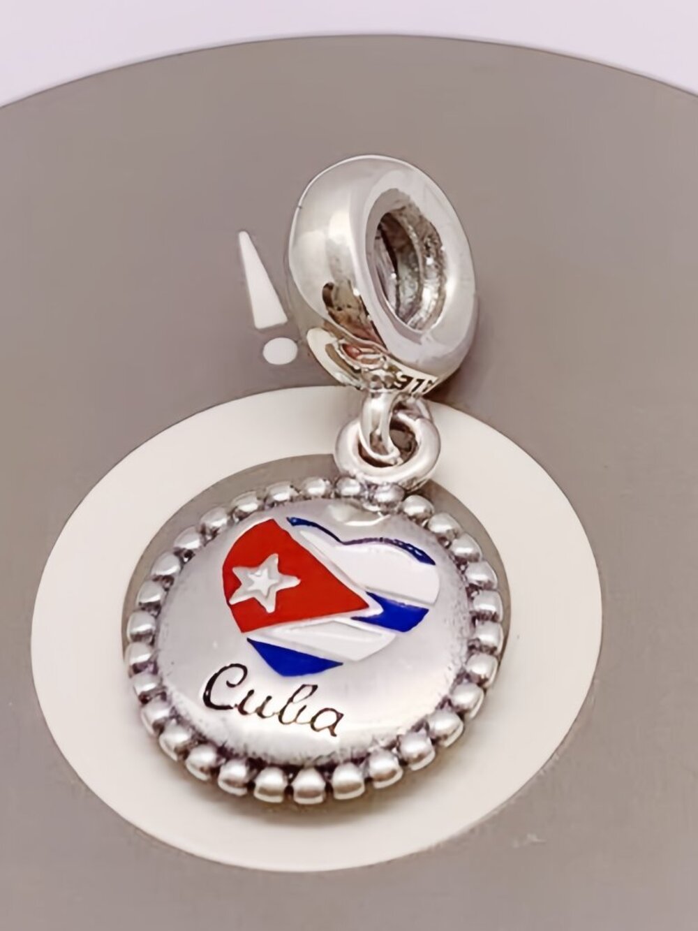 Pandora Cuba Flag Exclusive Dangle Charm Pendant, S925 Sterling Silver Jewelry